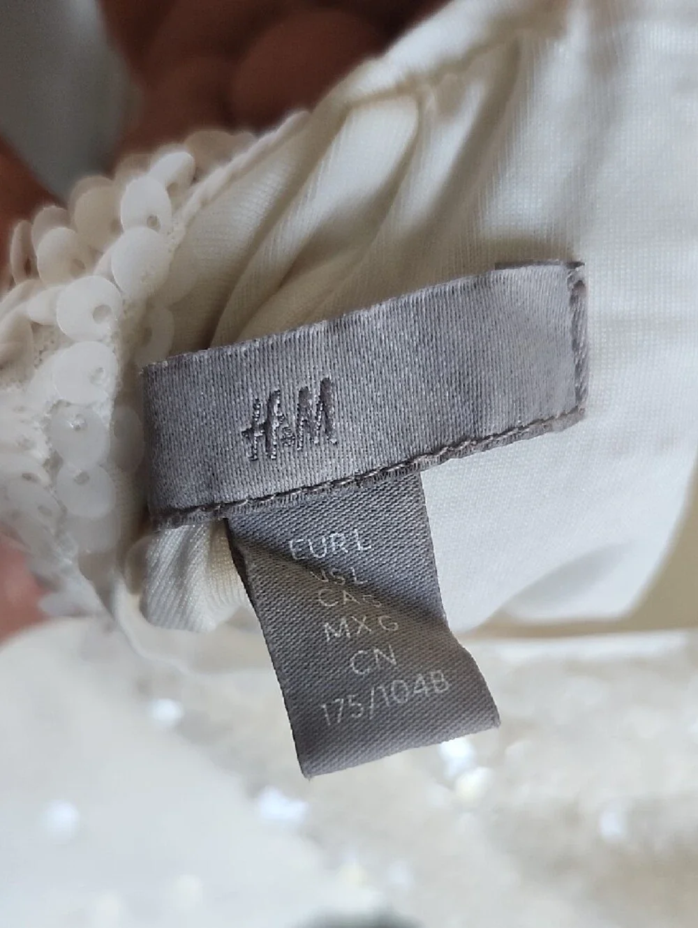 H&M Ivory Sequin Long Sleeve High-Neck Dress - Picture 2 of 5